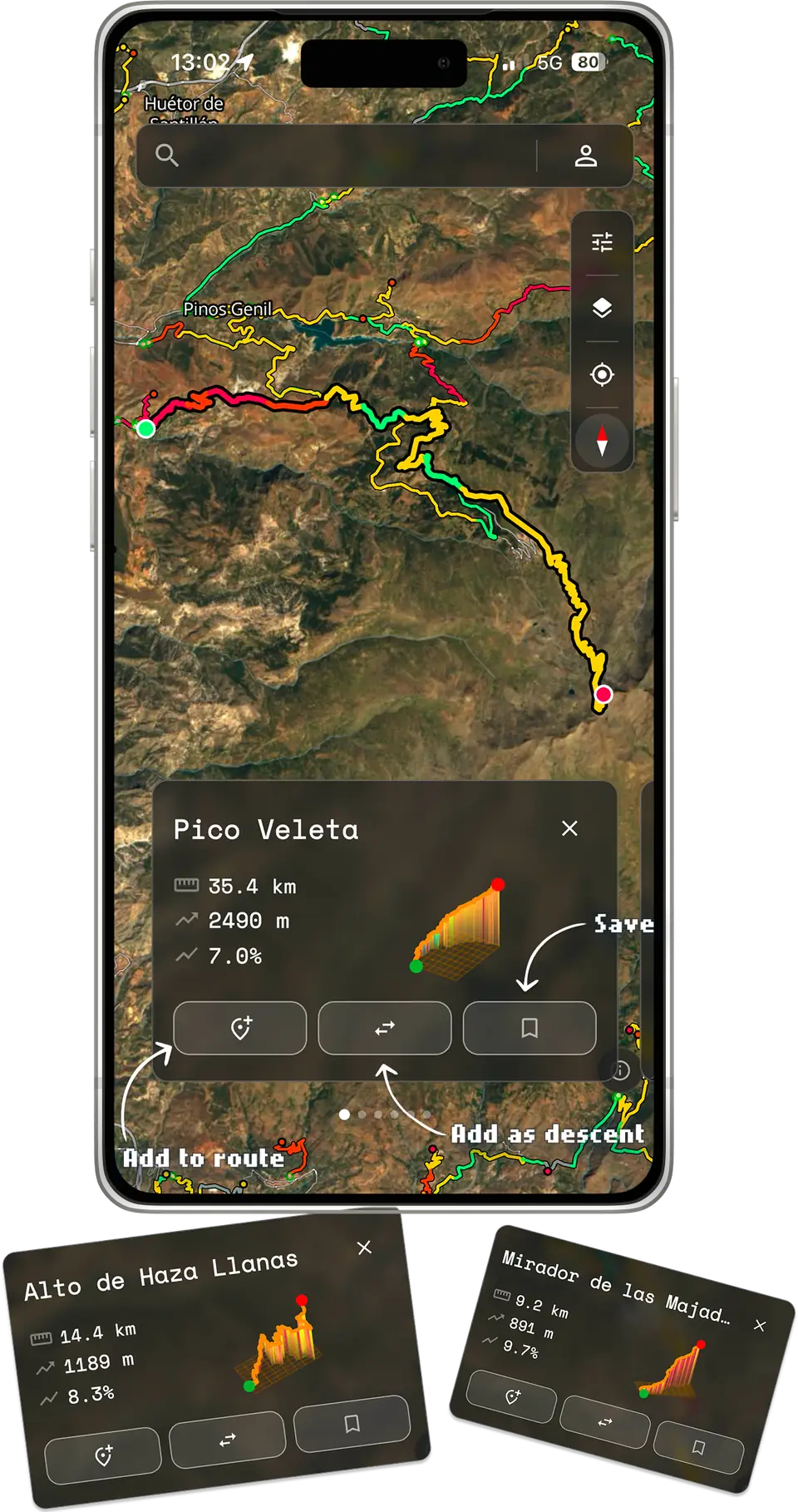 Flamap climb map on an iPhone
