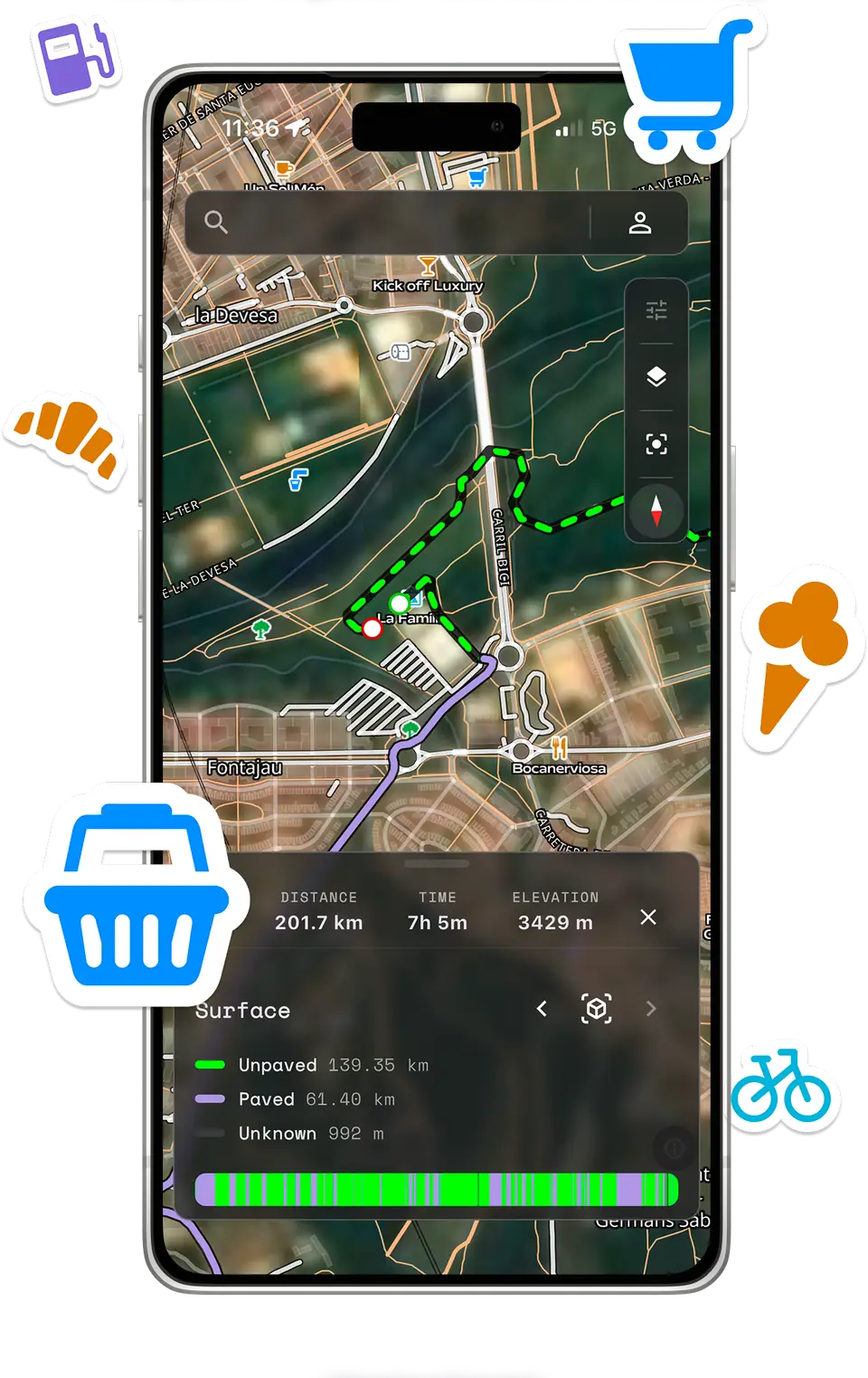 Flamap surface breakdown on an iPhone